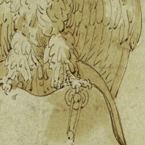 Drawing, Project: Eagle displayed, with inverted wings, standing upon a French bicorne hat, ca. 1800