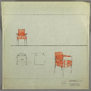 Drawing, Armchair: Metal, Upholstered