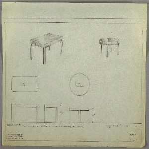 Drawing, End Tables: Two Designs, Round and Rectangular
