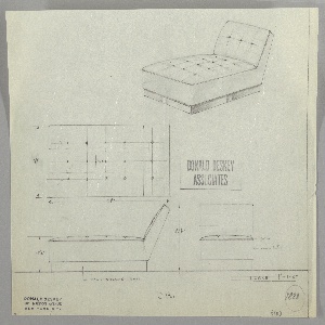 Drawing, Design for and Upholstered Tufted Daybed with Polished Chrome Base, for Rand Townhouse