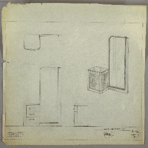 Drawing, Vanity with Tall Mirror Attached on One Side at Floor, ca. 1930s