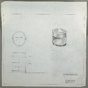 Drawing, End Table with Marble Top; Revolving Shelf