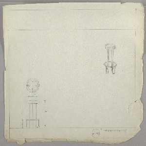 Drawing, Bar Stool:  Metal, U-shaped, ca. 1930s