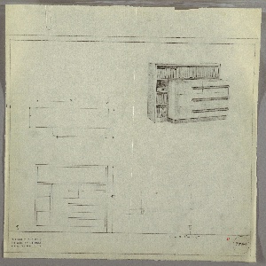 Drawing, Chest of Drawers (Three) with Bookcase, ca. 1930s