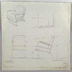 Drawing, Design for an Upholstered Lounge Chair with Metal Frame, before 1935