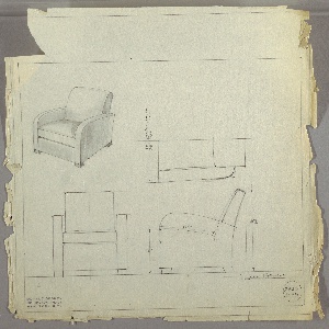 Drawing, Armchair, Upholstered, ca. 1930s