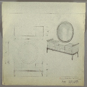 Drawing, Vanity, Wave Pattern/ Round Mirror, ca. 1930s