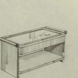 Drawing, Table: Low, with Glass or Mirror Top