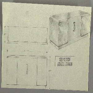 Drawing, Design for a Burlwood Cabinet/Sideboard with Two Doors in Center