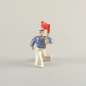 Man Holding Banner Figure, 1960–70