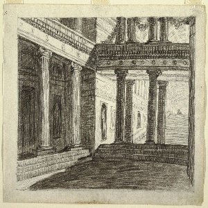 Drawing, Atrium and Staircase in Classical Style, ca. 1825