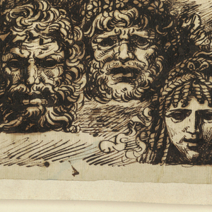 Drawing, Studies for Four Statues and Seven Masks, ca. 1800–25