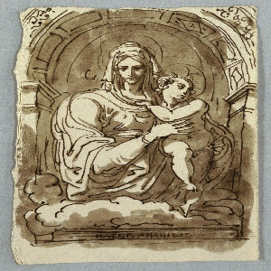 Drawing, Madonna and child, ca. 1800