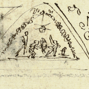 Drawing, Moldings and Three Triangular Lunettes, late 18th century