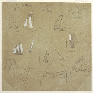 Drawing, Sketches of Sailing Boats, Cullercoats, England, 1881–82