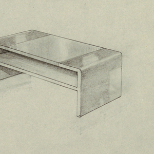 Drawing, Table: Low, with Shelf, Leather Top