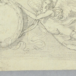 Drawing, Two Winged Genii with Laurel Wreath, ca. 1825