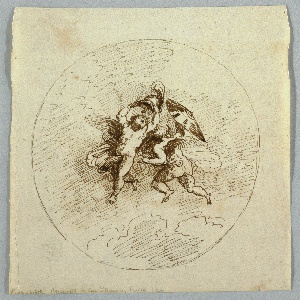 Drawing, Two Flying Putti with Weapons, 1800–1820
