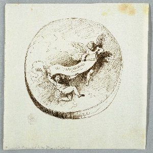 Drawing, Two Flying Putti with Banderole, 1800–1820