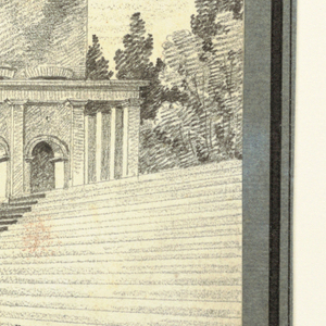 Drawing, Imaginary Classical Temple in the Mountains, 1800–1825