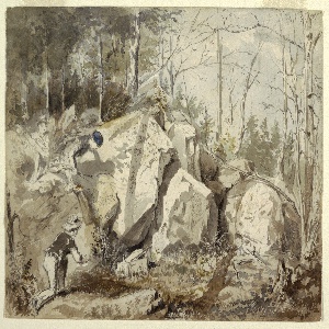 Drawing, Setting a Squirrel Trap, ca. 1855