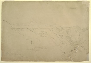 Drawing, Volcano Puracé and the Rio de Vinagre, Colombia