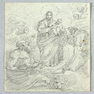 Drawing, Virgin with Christ Child and Saint Jerome, ca. 1800