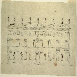 Drawing, Decoration of Facade of Building Dedicated to Music, 1800–1825