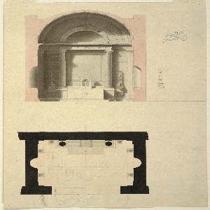 Drawing, A Chapel; Elevation and Floor Plan, ca. 1820