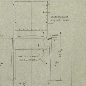 Drawing, Leather & Aluminum Chair, 1940s