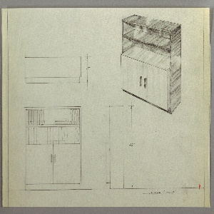 Drawing, Bookshelves and Cabinet Unit, 1930s