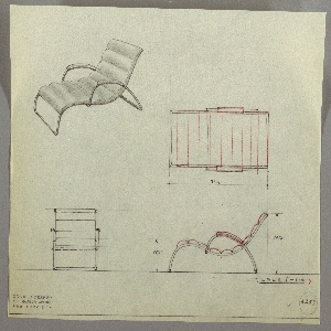 Drawing, Chaise Longue,  Upholstered, 1930s