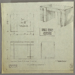 Drawing, George C. and Eleanor Hutton Rand Apartment: Desk, Seating at Center, Center Drawer, Three Stacked Drawers-Left and Rignt-with One Centered Vertical Pull Spanning the Stack, 1930s
