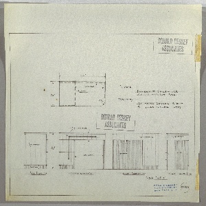 Drawing, Brown Palace Hotel: Desk: Drawer, Top Drawer Across, Two Stacked Drawers at Left with Horizontal and Vertical Pulls Joined in L-Shape, 1936