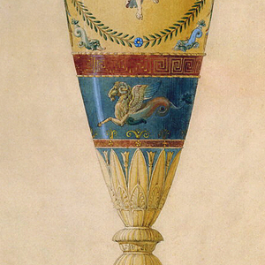 Drawing, Design for a Painted Tin Lamp Base, ca. 1807