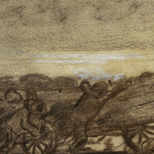 Drawing, Fishermen Beaching a Boat, Cullercoats, England, 1881