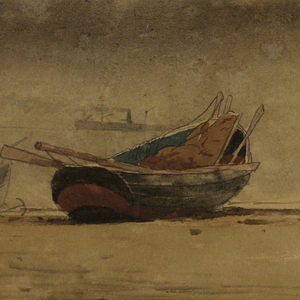 Drawing, Stern View of Two Rowboats, England, 1881–82