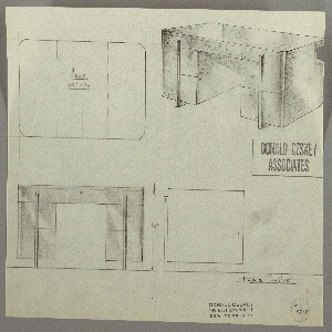Drawing, George C. and Eleanor Hutton Rand Apartment: Desk: Seating at Center, Center Drawer, Three Stacked Drawers-Left and Right-with One Centered Vertical Pull Spanning the Stack, 1930s