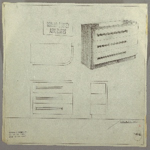 Drawing, Chest: Three Drawers, Low; Attached Curved Front Panel with Long Rectangular Pulls, Off-Center, 1930s