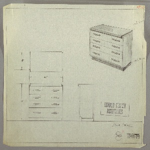 Drawing, Chest: Four Drawers, Low, Rectangular Pulls, Left and Right, 1930s