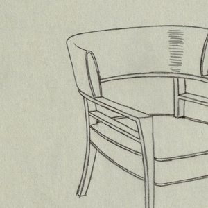 Drawing, Chair with Angle Wood Arms, 1940s