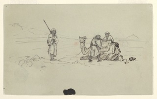 Drawing, Preparing a Camel, Palestine or Syria (Israel or Jordan)