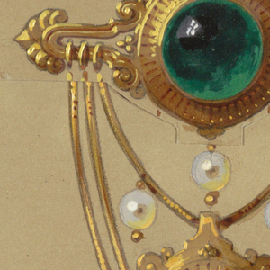 Drawing, Design for a Gold and Cabochon Gem Brooch, ca. 1855