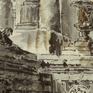 Drawing, Architectural Fantasy with Figures Bathing, 1770