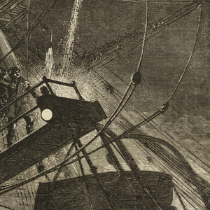 Print, At Sea, - signalling a passing Steamer, 1871