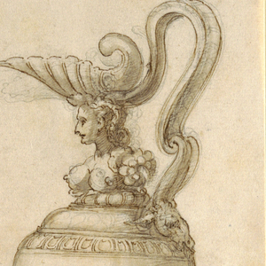 Drawing, Designs for Two Ewers and a Swing-Handle Bowl, ca. 1550