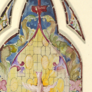 Drawing, Stained glass window: three part design, 1890–1900