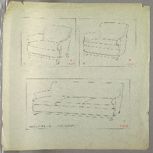 Drawing, Armchair, Two Versions