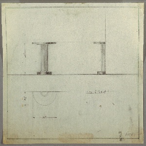 Drawing, Sidetable, Half Round