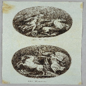 Drawing, Two Roundels with Victories in Chariots; River Victory, 1798–1800